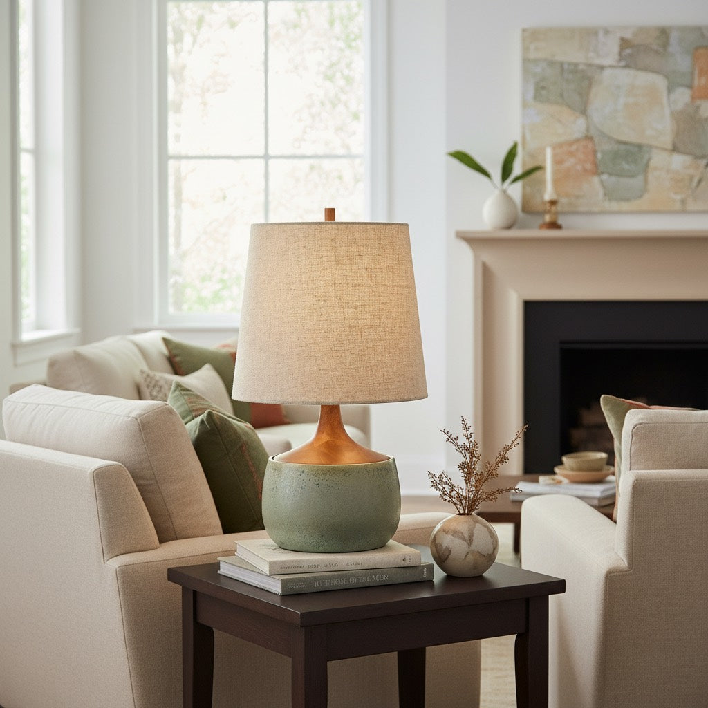 Avero Contemporary Table Lamp - Textured Ceramic Design for Living Room and Office