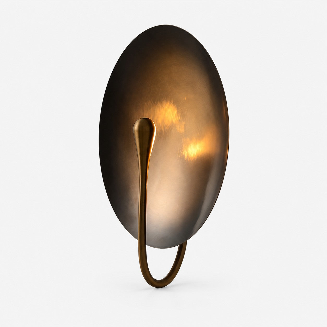 Antique bronze sculptural disc wall sconce
