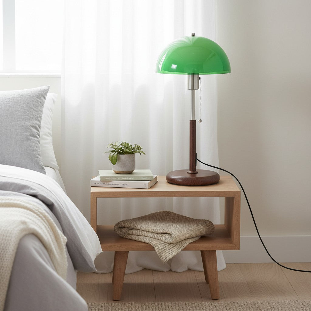 Afterglow Table Lamp Rounded Shade Bedside Accent Table Lamp - Modern Retro Style for Bedroom