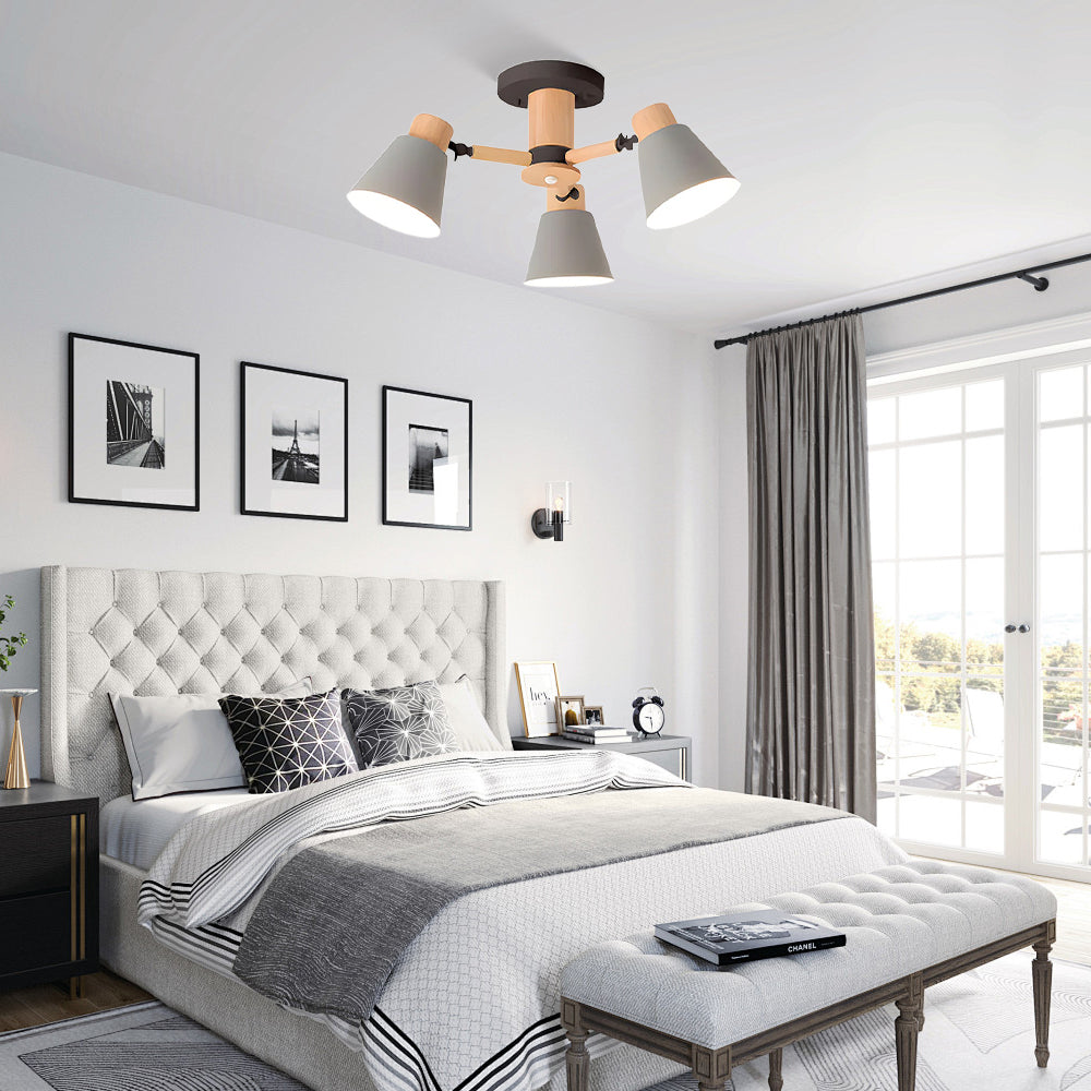 Wooden Ceiling Light - Flush Mount Living Room Lamp Natural
