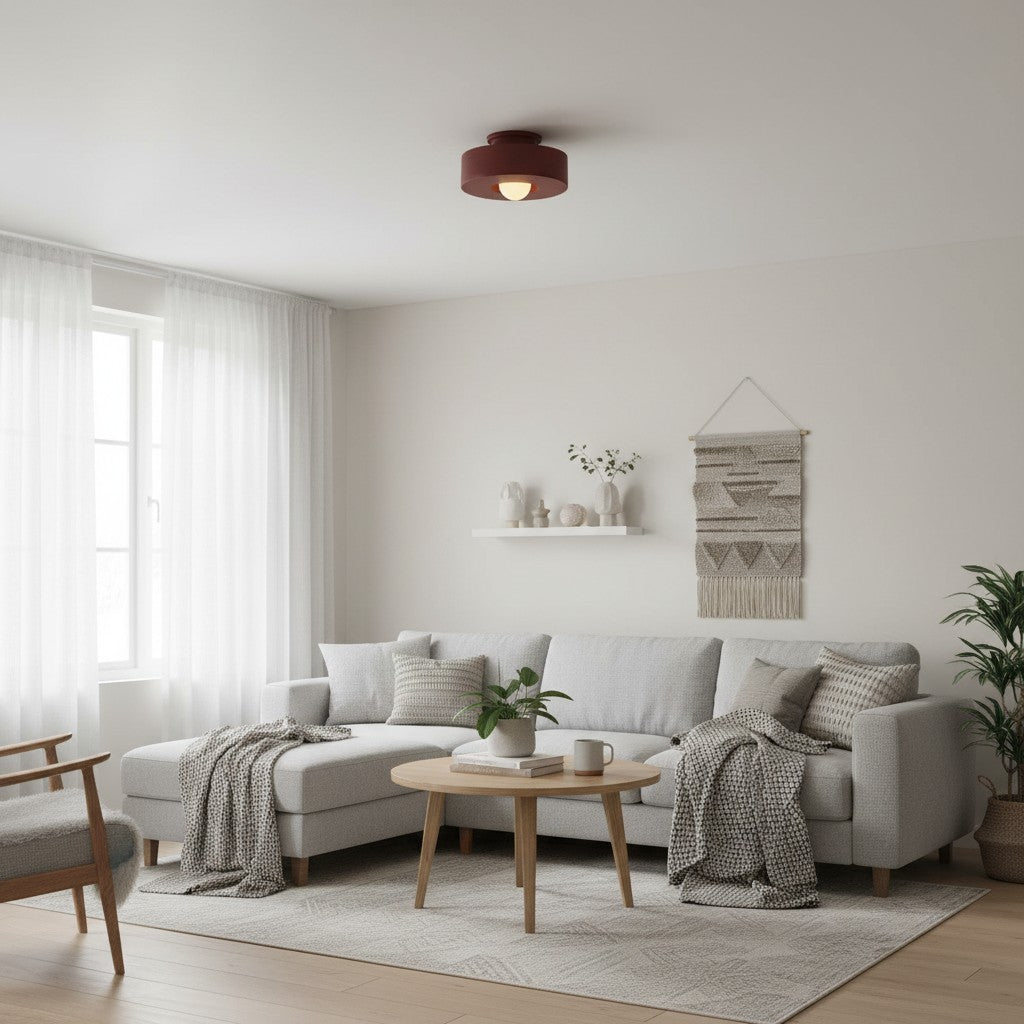 Nordyra Nordic Round Disc Ceiling Lamp – Minimalist Modern Lighting for Living Spaces N57