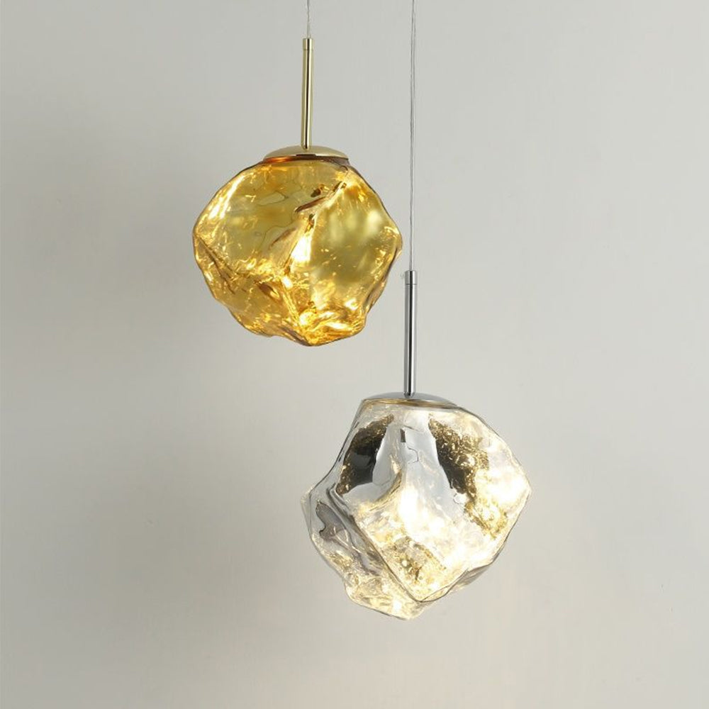 Modern Glass Pendant Light - Stone Shape Lamp for Kitchen Island