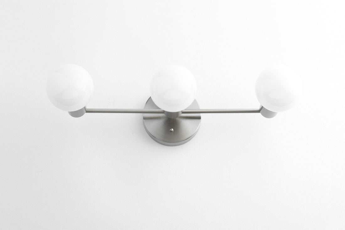 Glorica Glass Mid Century Modern Vanity Light - 3 Light Wall Fixture