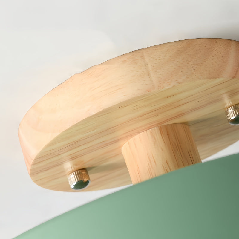 Bunte runde Deckenleuchte aus Macaron-Holz