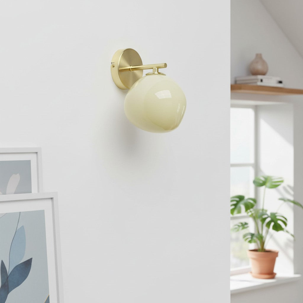 Orra Opal Glass Wall Sconce - Elegant Globe and Metal Sconce for Living Room and Bedroom