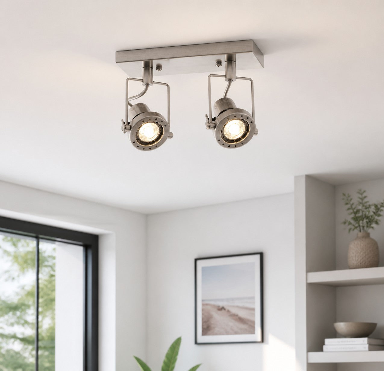 Verstellbarer Bauhaus-Spot aus gebürstetem Nickel