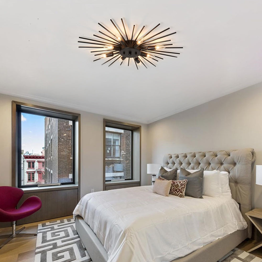 8 Lights Modern Aluminum Ceiling Light – Industrial Living Room Design