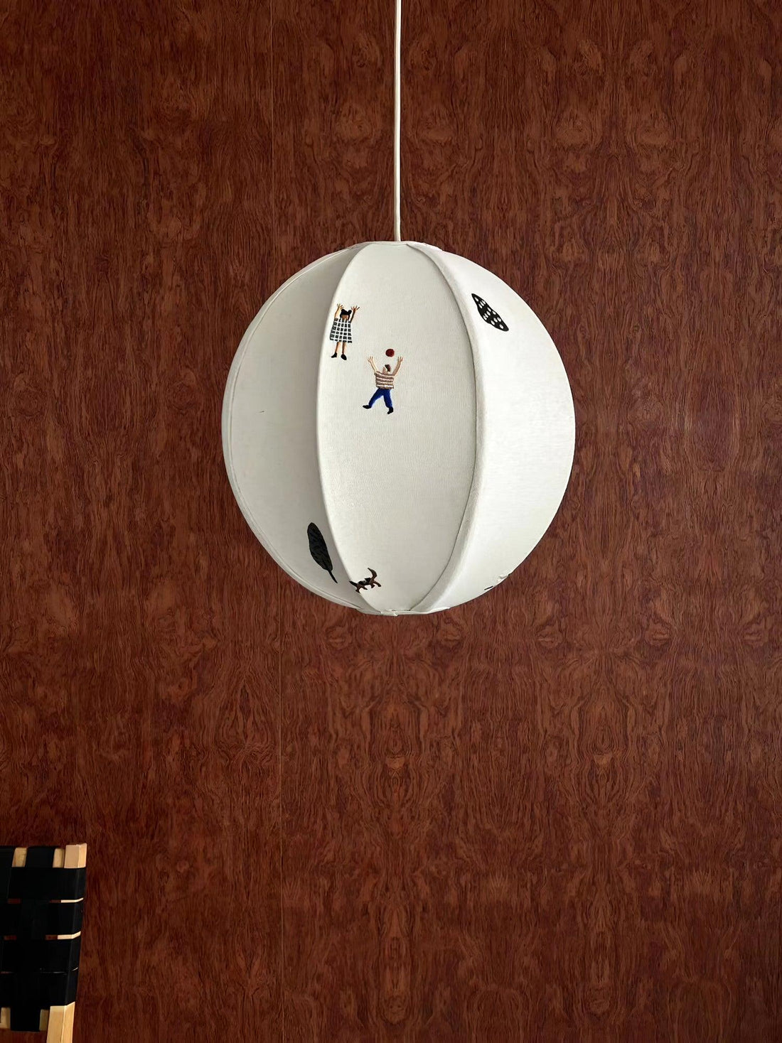 Bunte Baumwoll-Szenenpendelleuchte mit Stecker