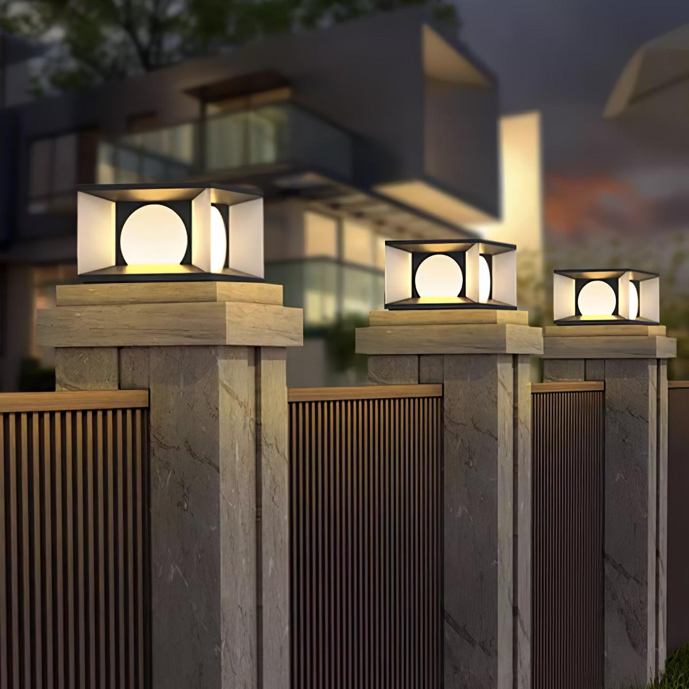 Eclipse Cube Outdoor Post Light - Weatherproof Garden & Pathway Lighting