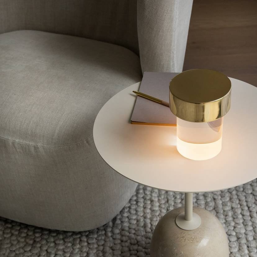 Tragbare Tischlampe – wiederaufladbare Glaslampe für Wohnzimmer und Schreibtisch