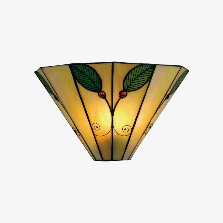 TiffStar Art Nouveau Leaf Motif Tiffany Wall Sconce - Vintage Inspired Accent Lighting for Hallway and Living Room