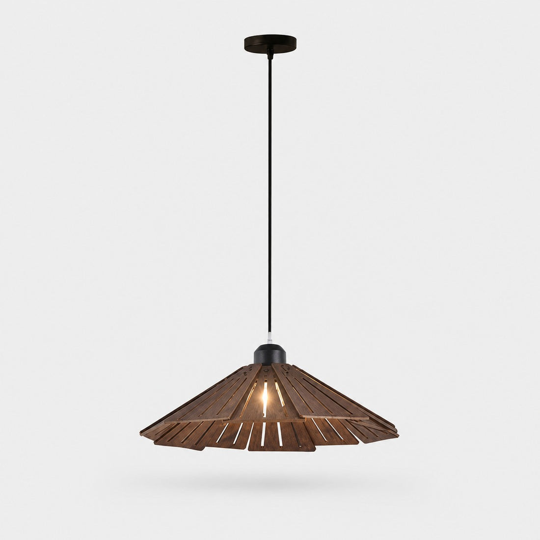 Walnut A style 35cm wooden pendant light