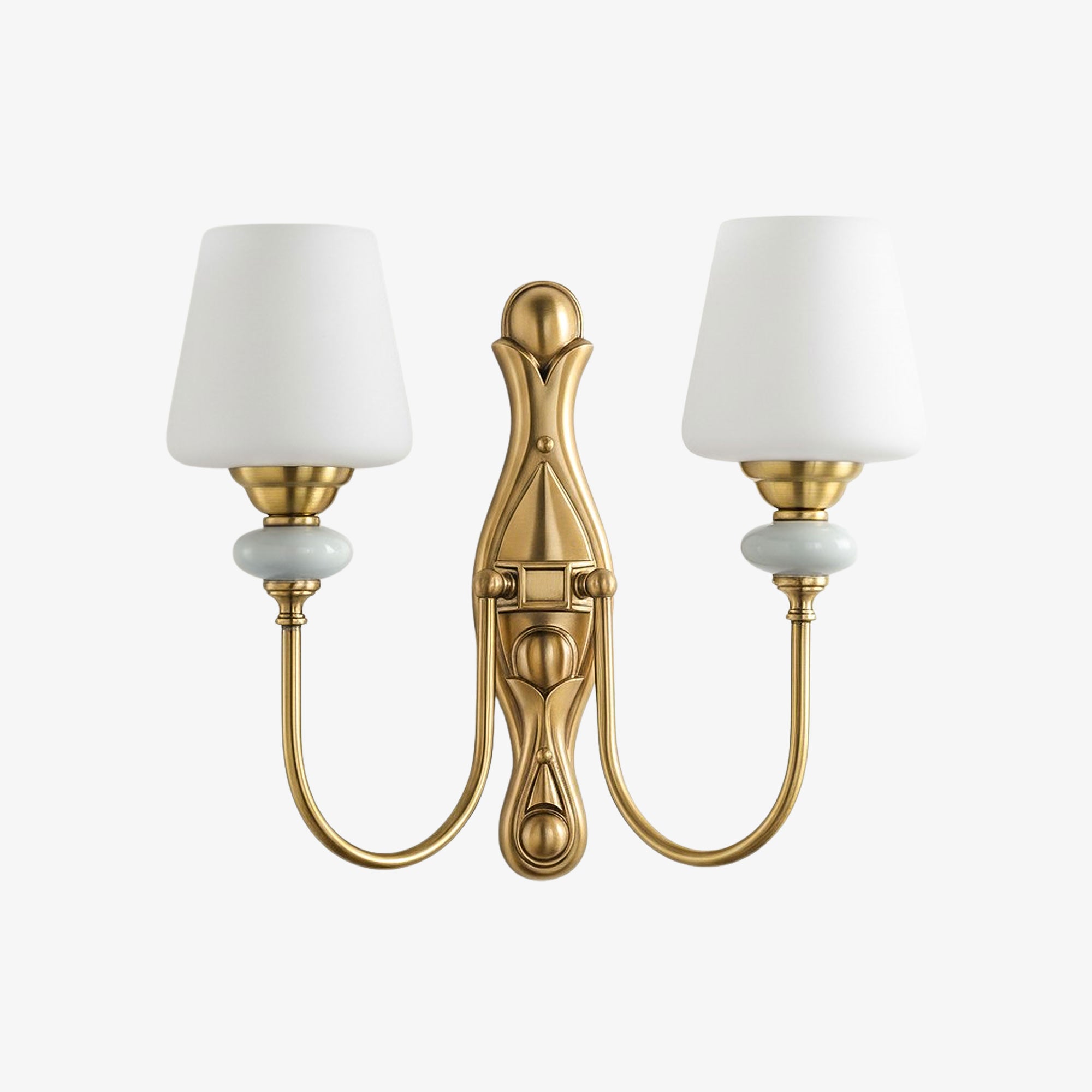 Rowanea Ceramic Wall Sconce with Fabric Shade and Metal Finish - Farmhouse Modern Hallway Light