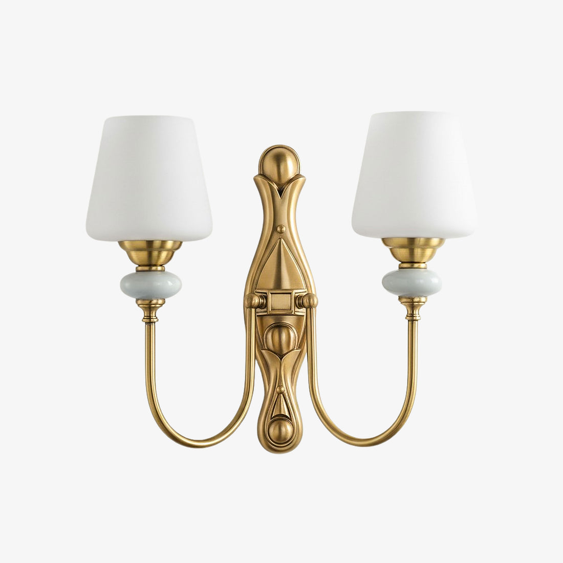 Rowanea Ceramic Wall Sconce with Fabric Shade and Metal Finish - Farmhouse Modern Hallway Light