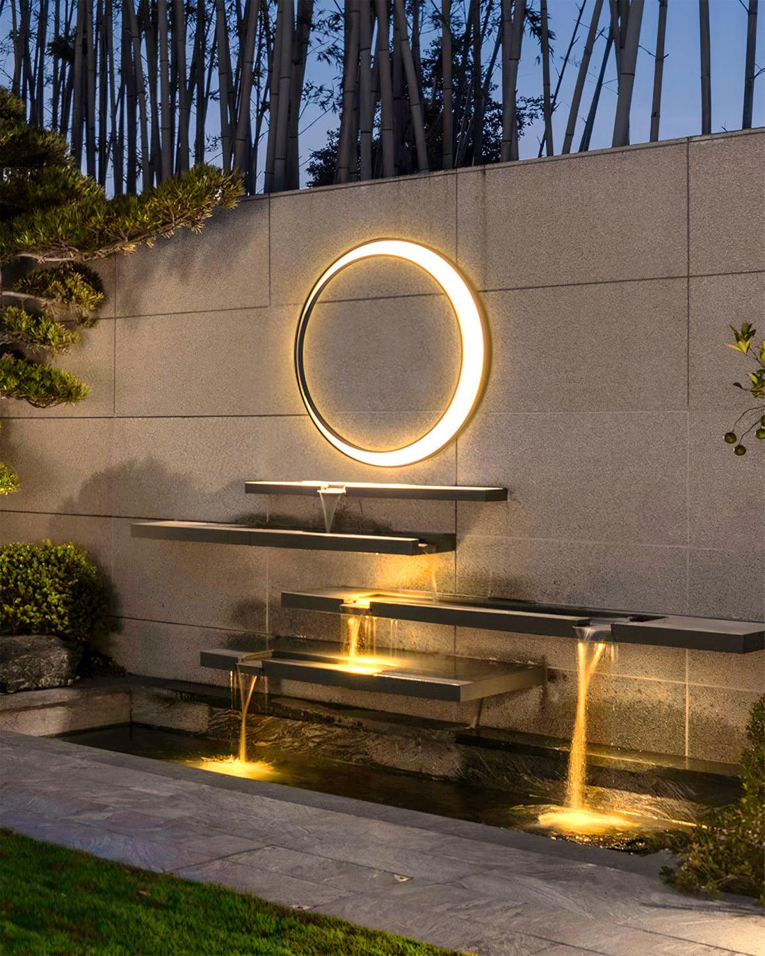 Moon Stainless Steel Wall Lamp - Black Celestial Fixture for Outdoor