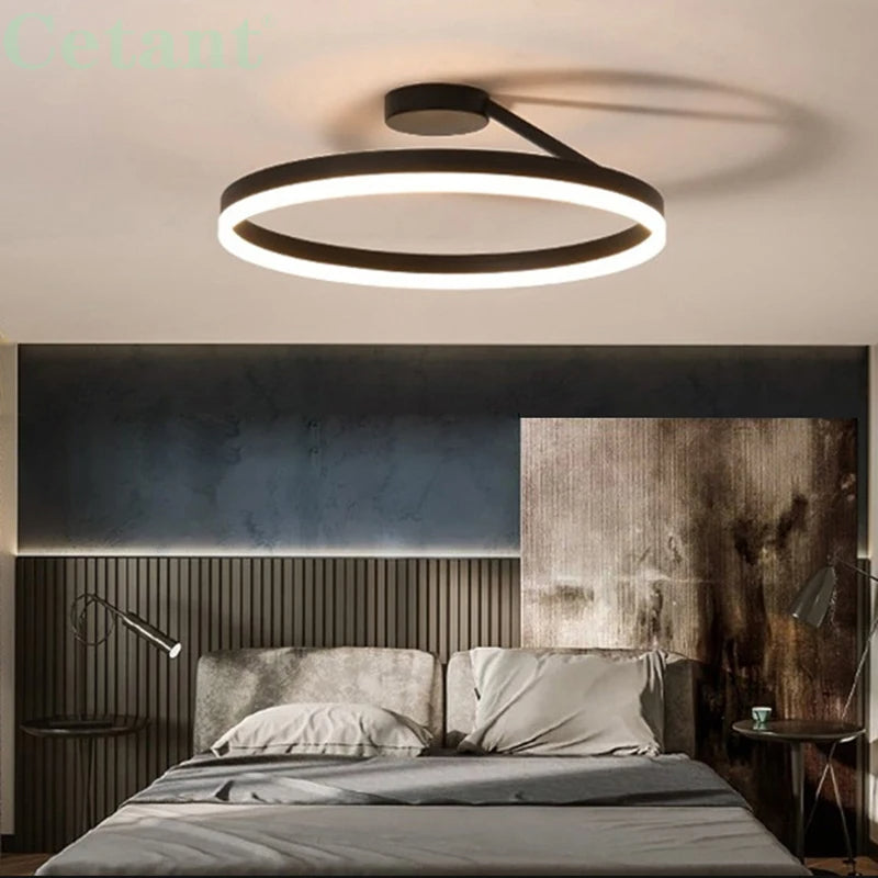 Metal Circle Ceiling Light - Minimalist LED Lamp for Living Room