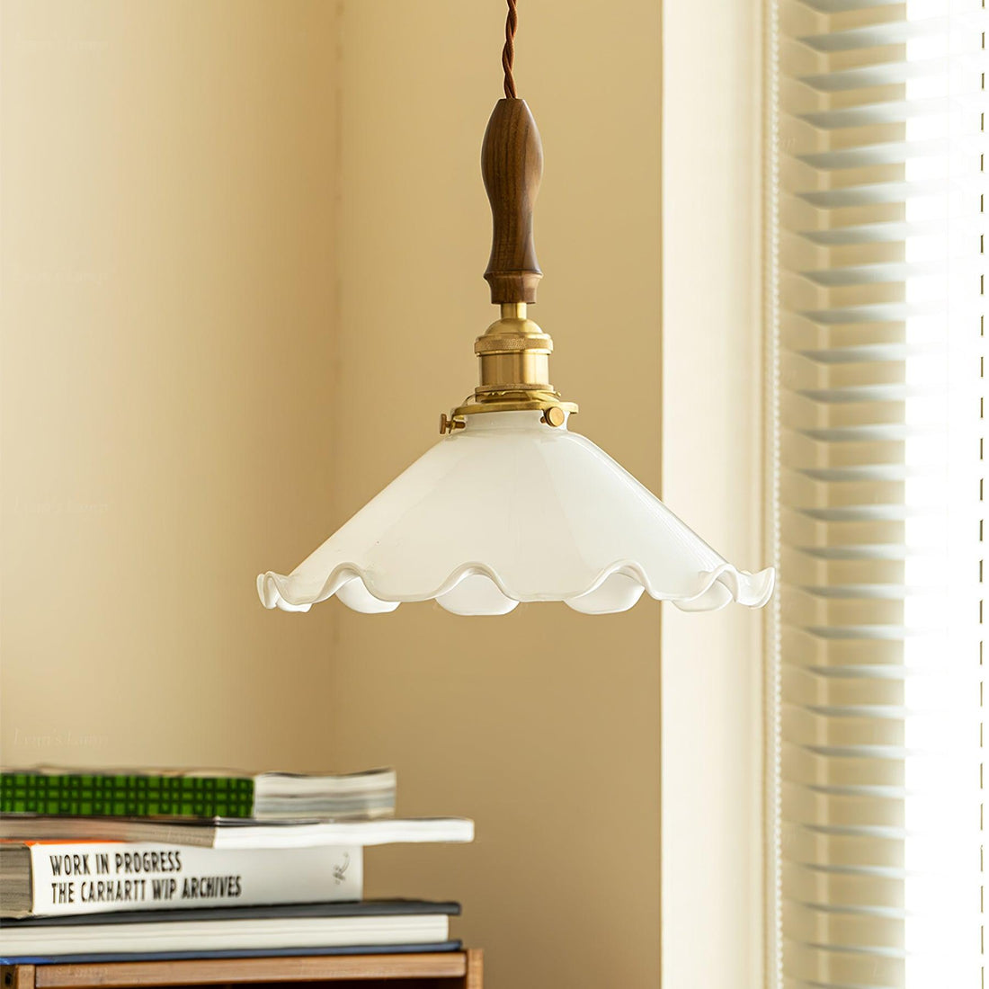 White Sculptural Glass Plug-In Pendant