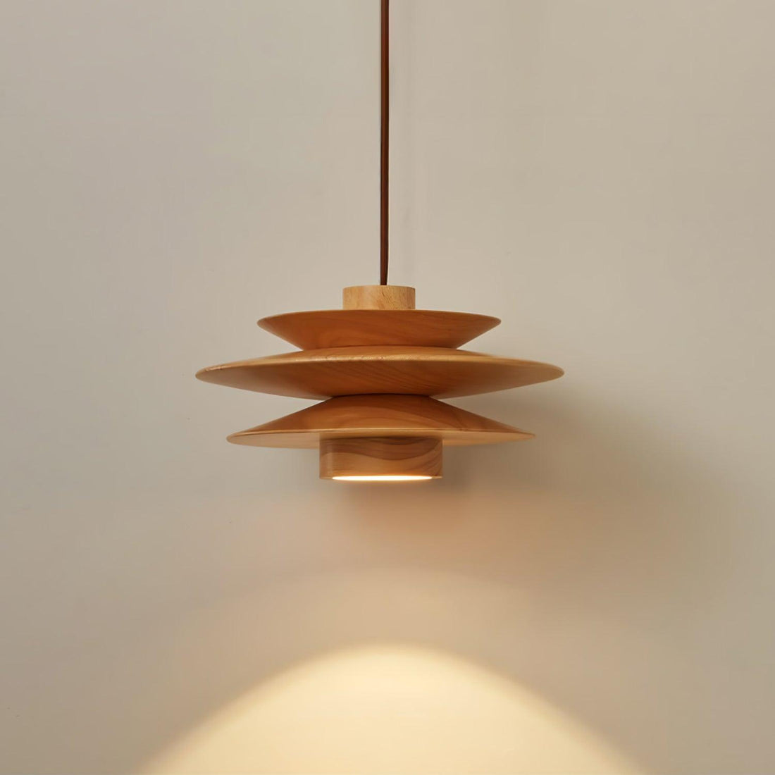 Layered Wood Plug-In Swag Pendant