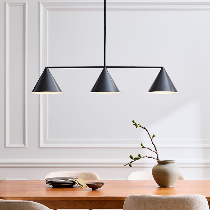 Brivana Modern Metal Chandelier - Black Cone Pendant Lamp for Office