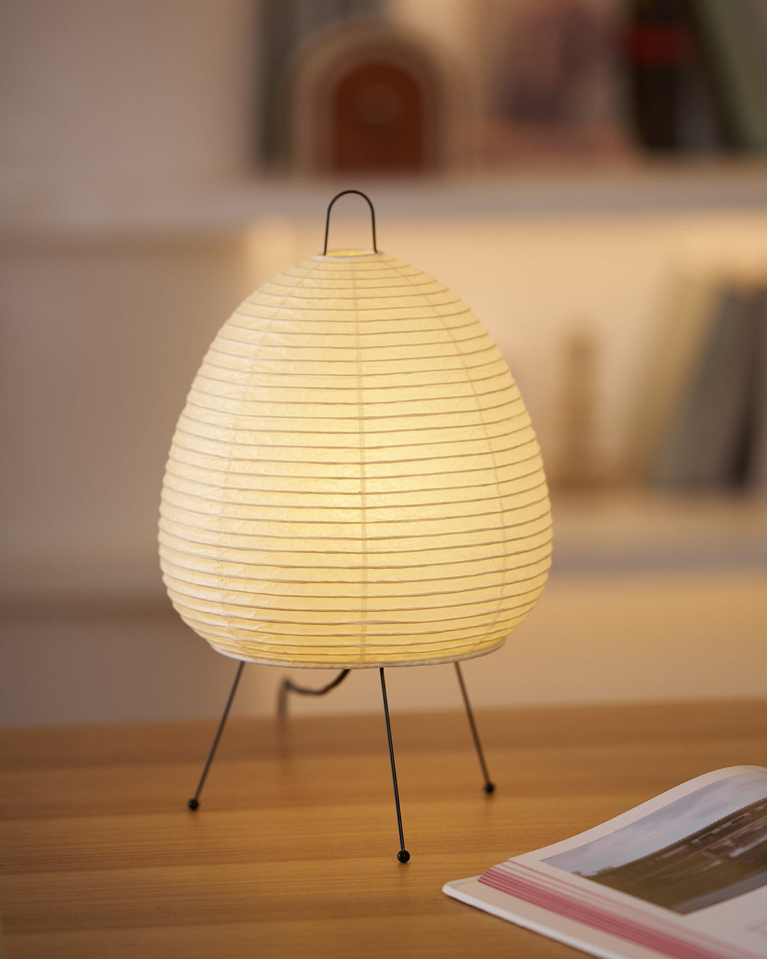 Japanisch inspirierte Papiertischlampe – Maulbeerpapierlampe fürs Schlafzimmer