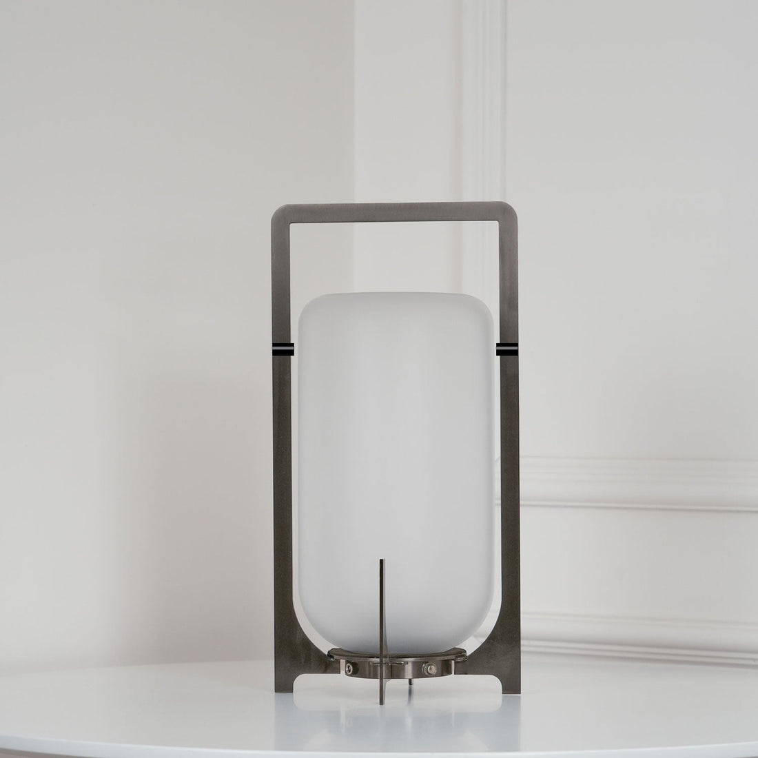 Lantern Table Lamp - Steel Modern Light for Bedroom & Living Room