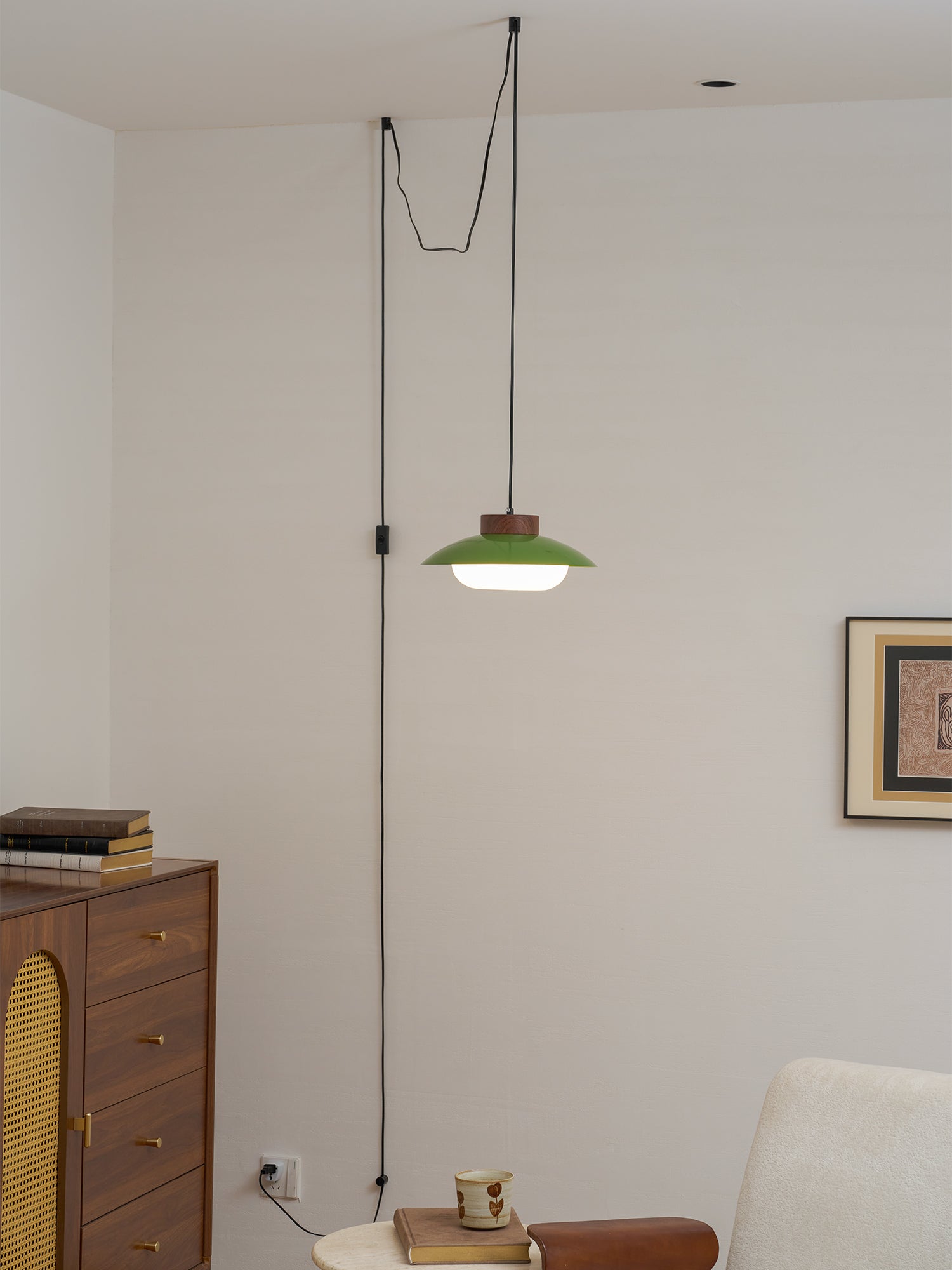 Saucer Plastic Plug-In Pendant Lamp