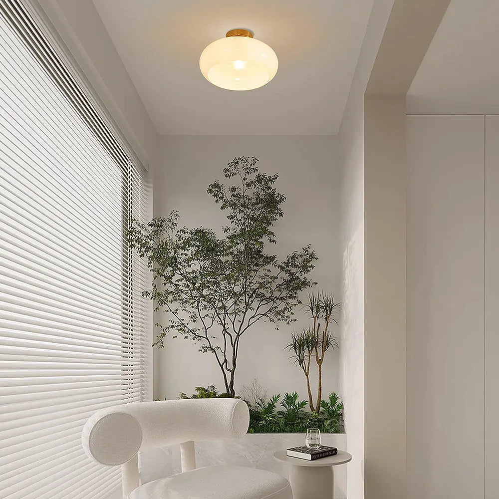 Retro Glass Ceiling Light - Round Fixture for Living Room