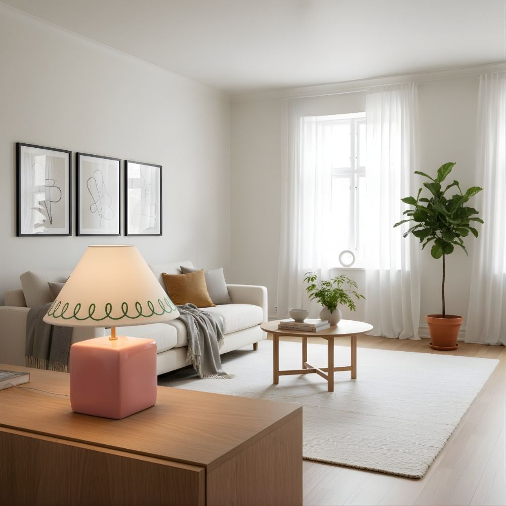 Aeva Ceramic Table Lamp - Modern Grace Design with Playful Polish