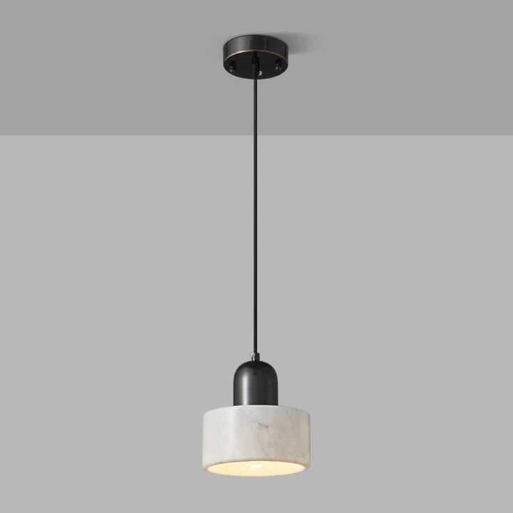 Modern Marble Pendant Lamp - Green Cylindrical Light for Dining Area