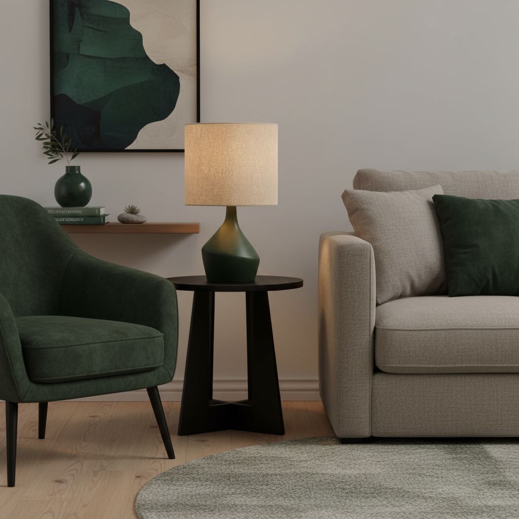 Lumo Modern Asymmetrical Table Lamp - Artistic Ceramic Body Ambient Lighting for Contemporary Home and Office