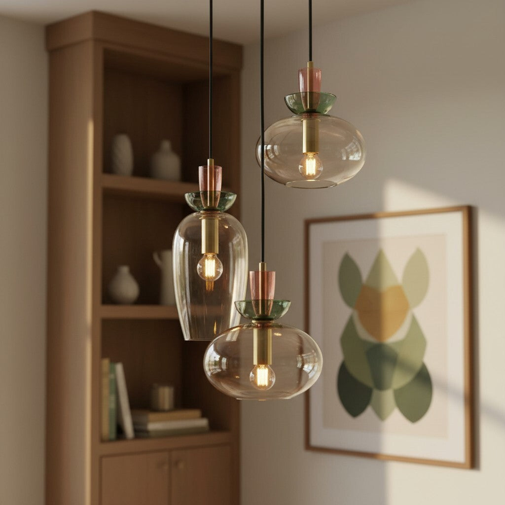 Tintora Colorful Glass Globe Pendant Light - Mid-Century Modern for Dining Rooms or Living Room