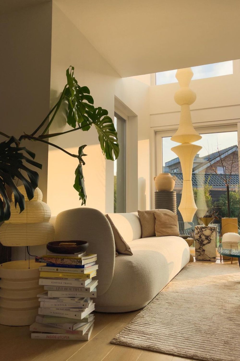 Washi Paper Pendant Swag Light - Japanese Hanging Lamp for Bedroom