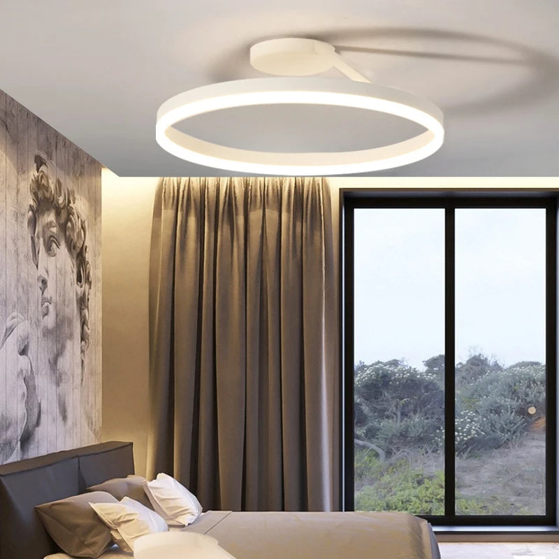 Metal Circle Ceiling Light - Minimalist LED Lamp for Living Room