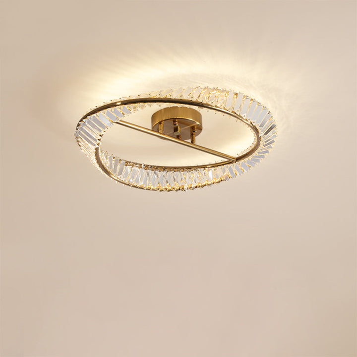 Modern LED Crystal Ceiling Lamp – Round Fixture for Living Room