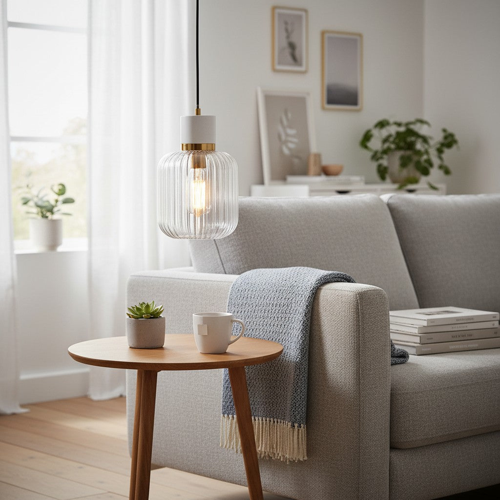 Korlisse Natural Stone and Glass Pendant Light – Stylish Lamp for Lounge or Living Room