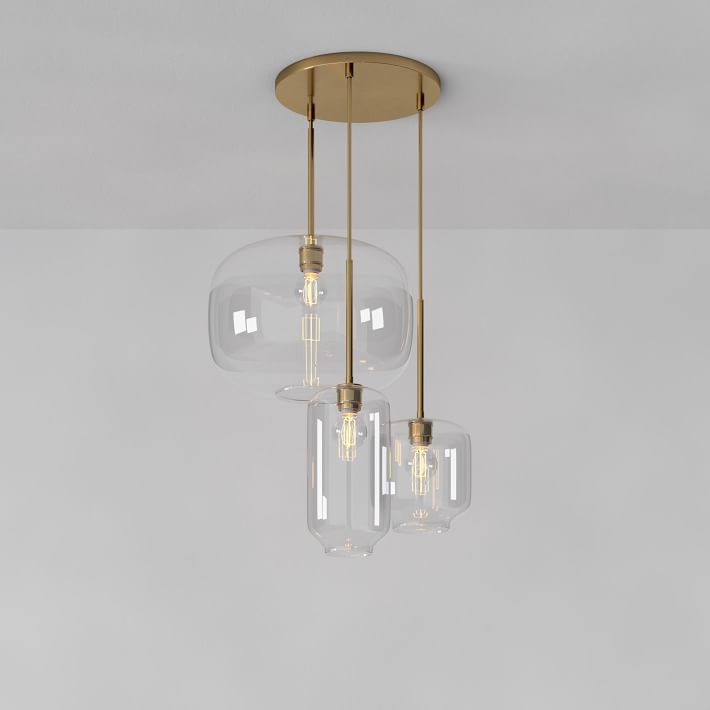 Lumivelle Pebble Glass Chandelier - 3-Light Modern Pendant Style