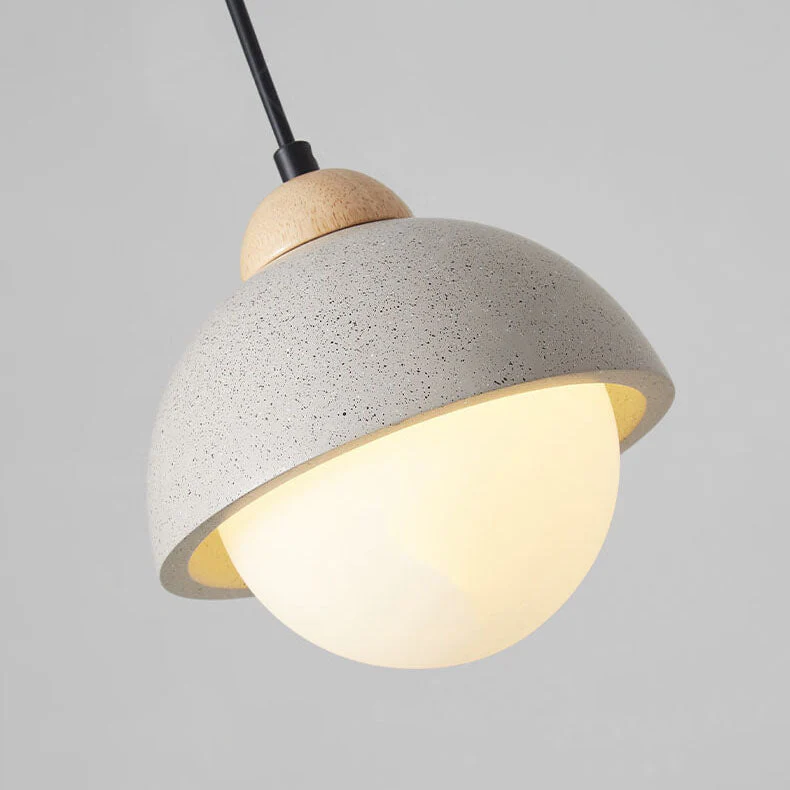 White Stone Pendant Light - Minimalist Kitchen Island Lighting Modern