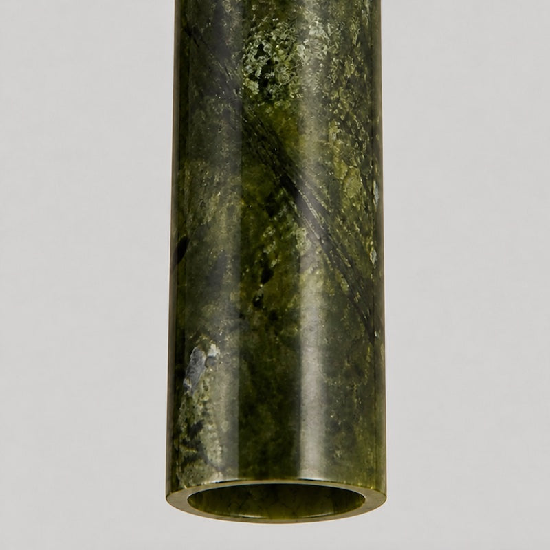 Slim Brass and Green Jade Pendant Light