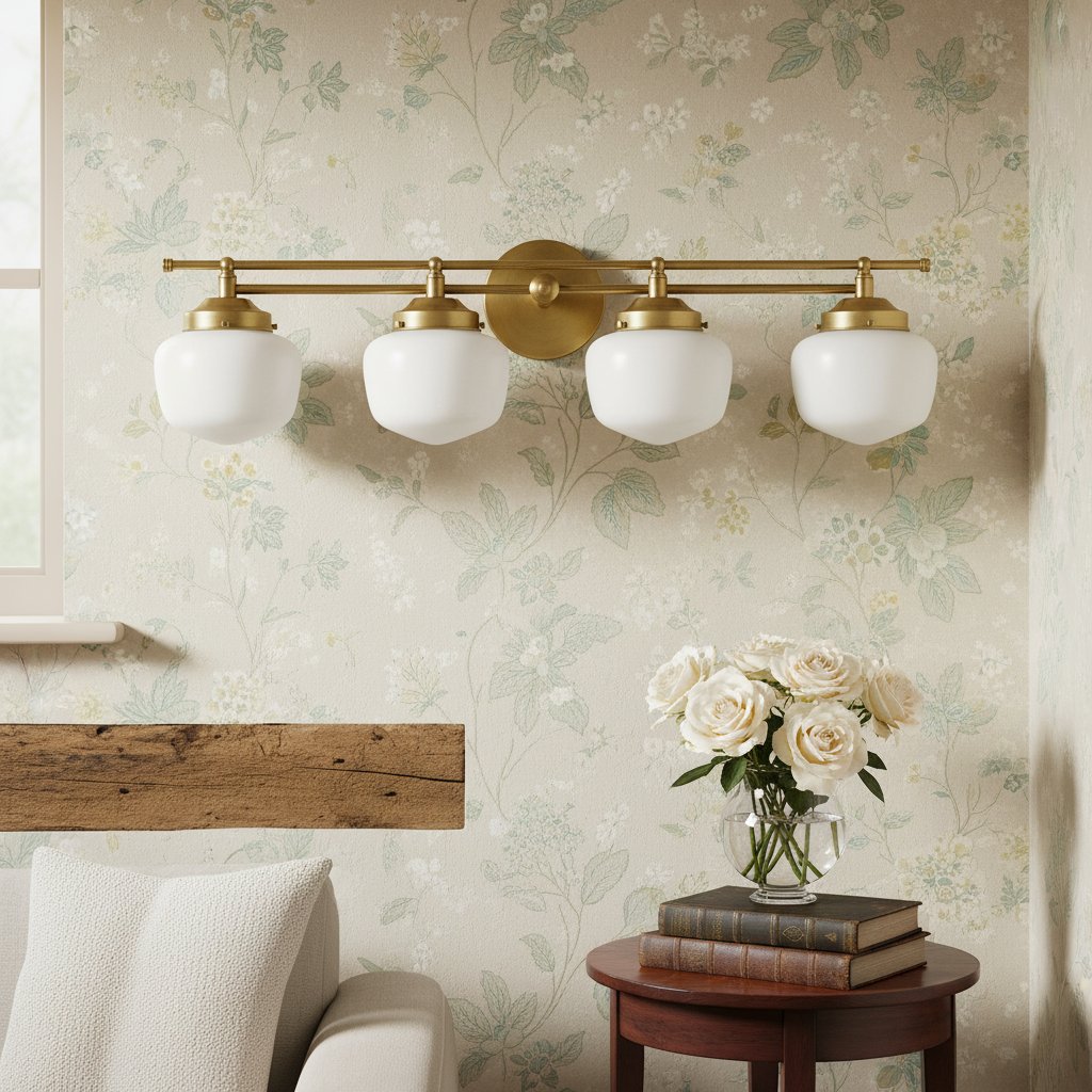 Opalglas Art Deco Vanity Light - Badezimmer-Wandleuchte mit weißen Glasschirmen