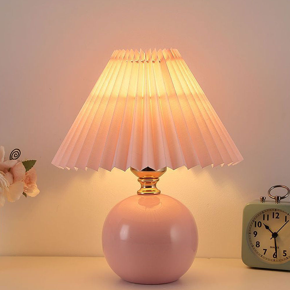 Modern Ceramic Table Light - Mini Fabric Pleated Lamp for Bedroom