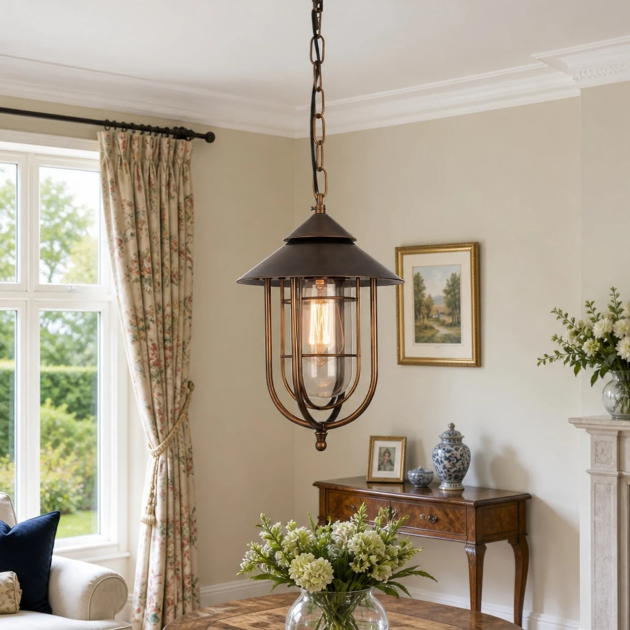 Patnox Outdoor Glass Pendant Lamp scene and detail
