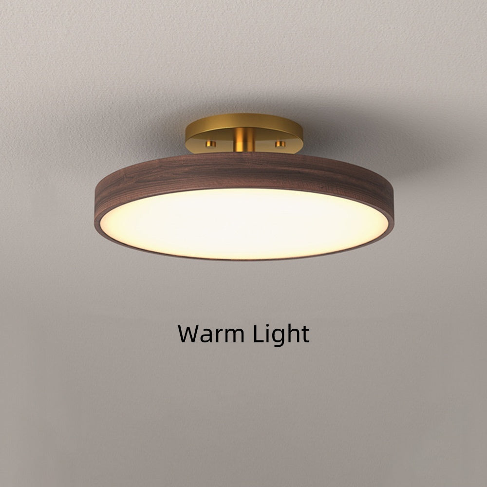 Round LED Ceiling Light - Modern Brown Acrylic Lamp for Bedroom