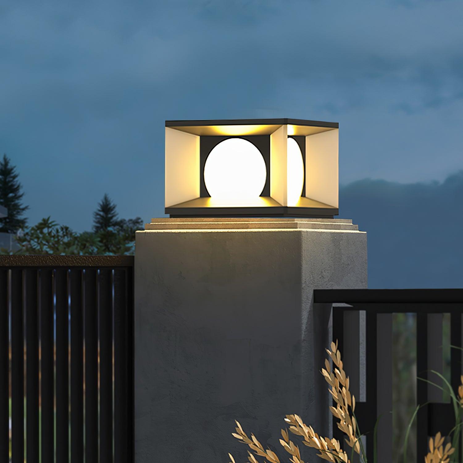 Eclipse Cube Outdoor Post Light - Weatherproof Garden & Pathway Lighting