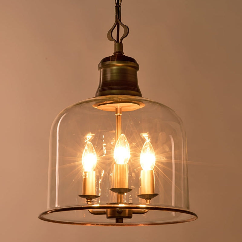 Retro Glass Bell Transparent Pendant Light