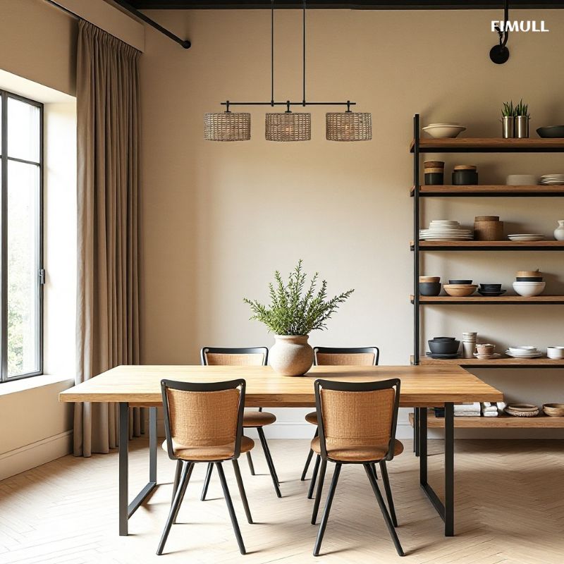 3 Light Handwoven Drum Farmhouse Pendant Light