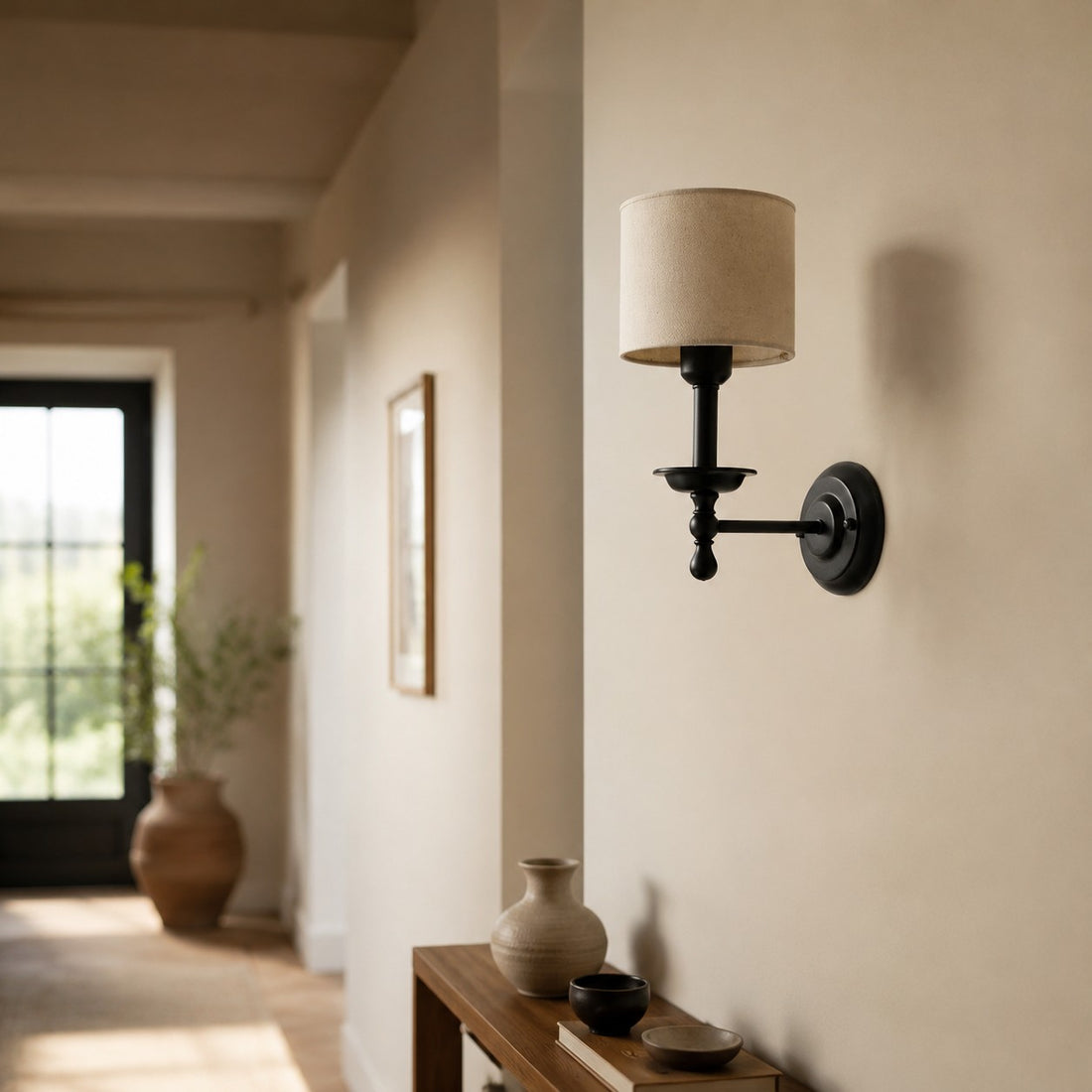 Vintage Fabric Shade Wall Sconce