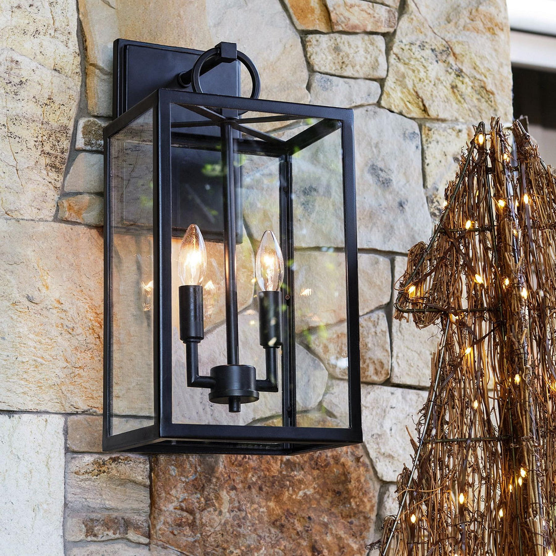 Ferrix Iron Outdoor Wall Lamp - Industrial Rectangular Glass Sconce