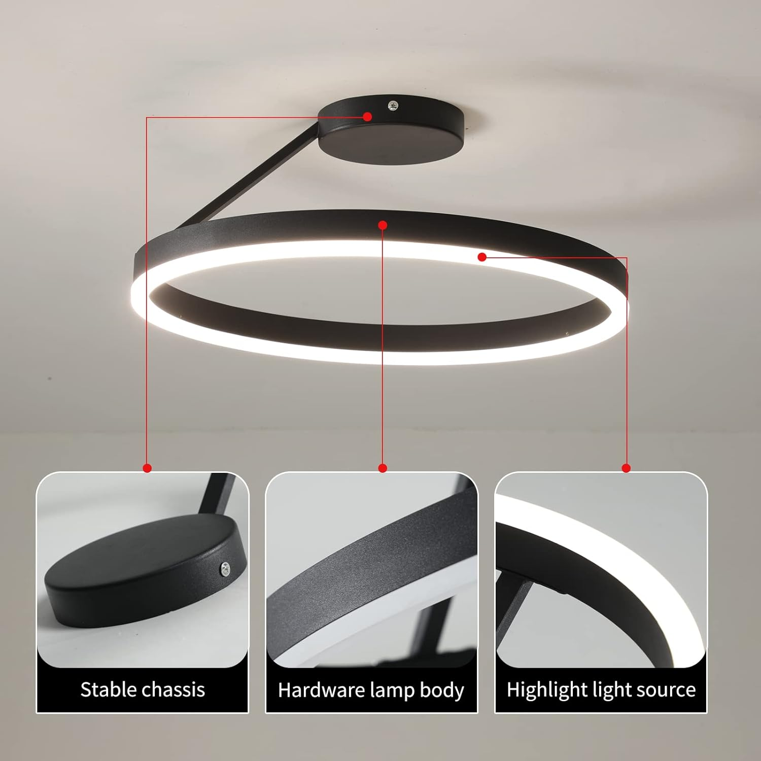 Metal Circle Ceiling Light - Minimalist LED Lamp for Living Room