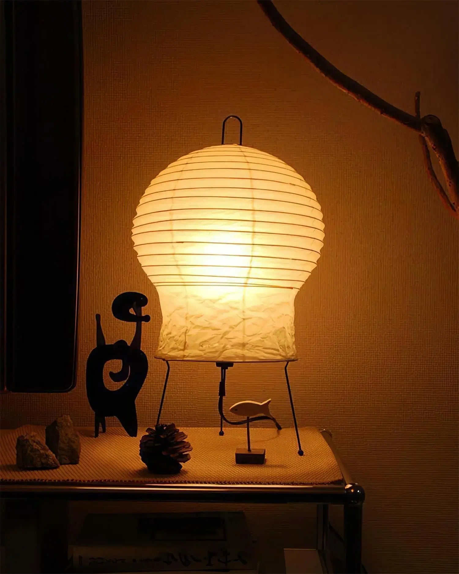 Rice paper Table Lamp - Japanese-Inspired Washi Lamp for Entryway