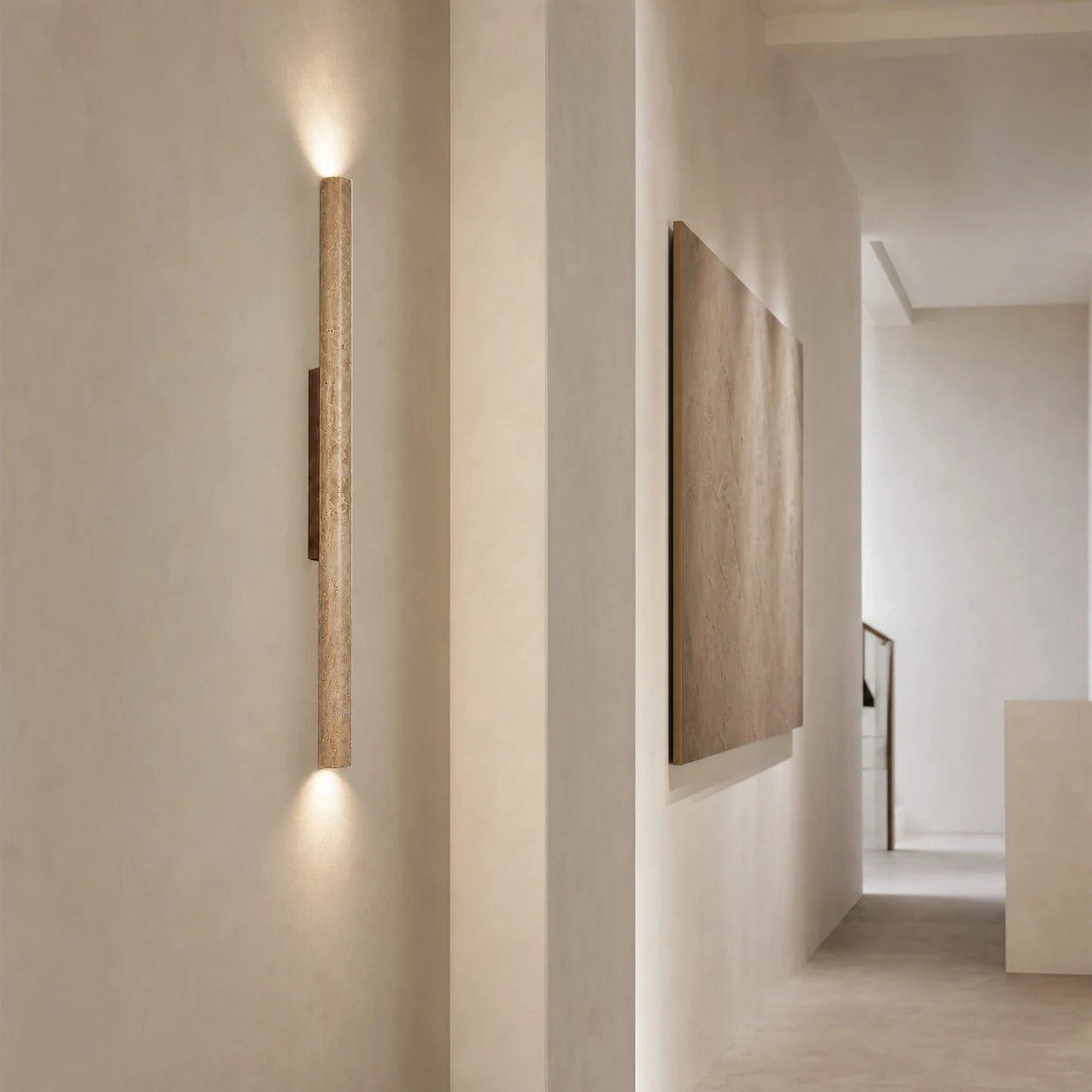 stone linear wall sconce scene